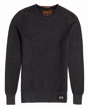 Superdry Garment Dye L.A.Textured Crew Neck Férfi Ugró Fekete | HITOE9143